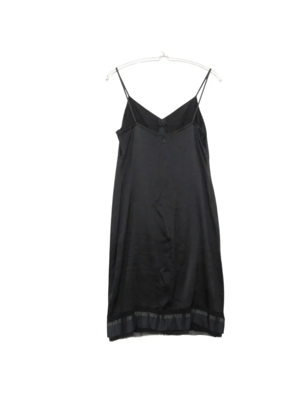 Chanel Set Vintage Silk 100% Sheer Chiffon Dress Back Zip Straight Black